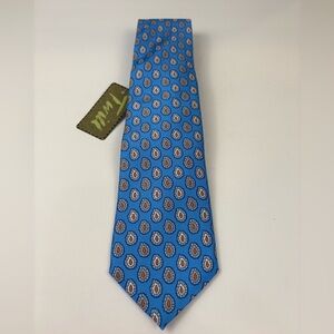 NWT Robert Jensen Silk Tie – Blue Geometric Print.